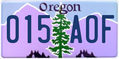OR license plate 015AOF