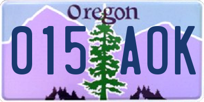 OR license plate 015AOK