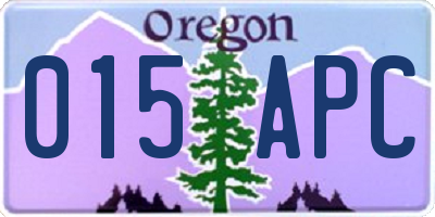 OR license plate 015APC