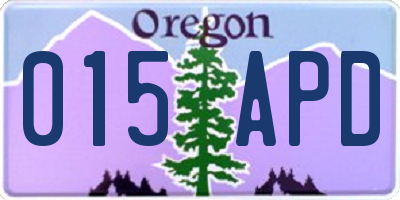 OR license plate 015APD