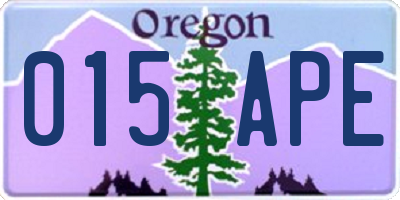 OR license plate 015APE