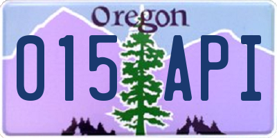 OR license plate 015API