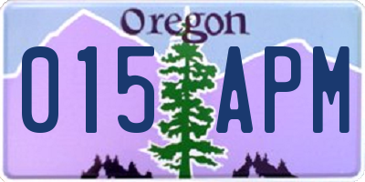OR license plate 015APM
