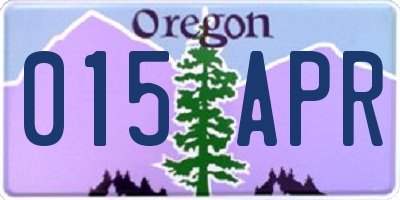 OR license plate 015APR