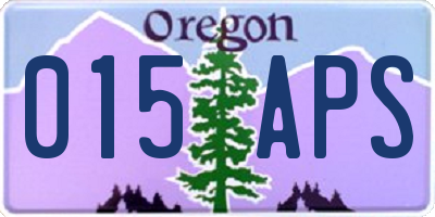 OR license plate 015APS