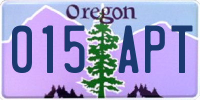 OR license plate 015APT