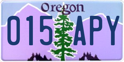 OR license plate 015APY