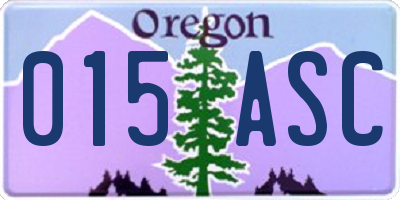 OR license plate 015ASC