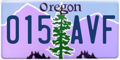 OR license plate 015AVF
