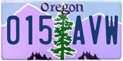 OR license plate 015AVW