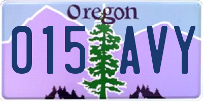 OR license plate 015AVY