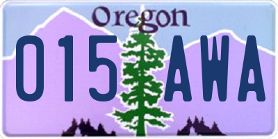 OR license plate 015AWA