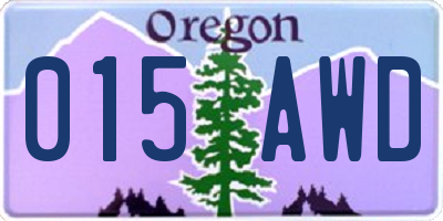 OR license plate 015AWD