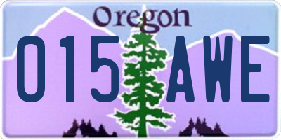 OR license plate 015AWE