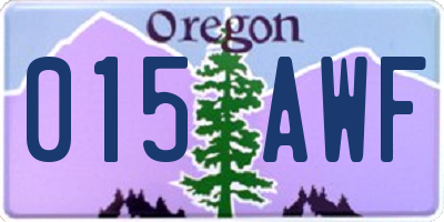 OR license plate 015AWF
