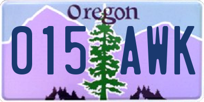 OR license plate 015AWK