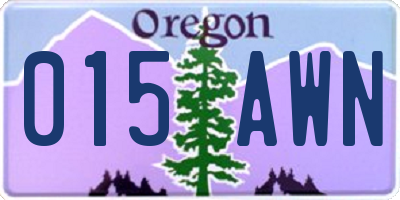 OR license plate 015AWN