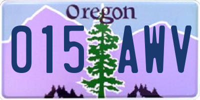 OR license plate 015AWV
