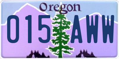 OR license plate 015AWW