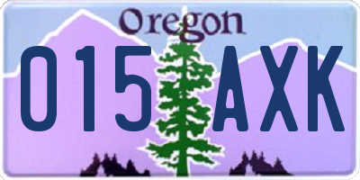 OR license plate 015AXK