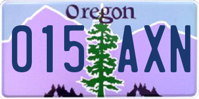 OR license plate 015AXN