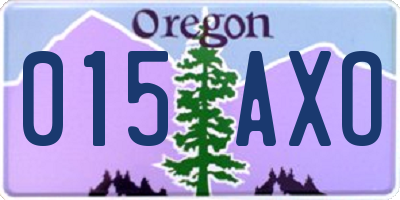 OR license plate 015AXO