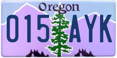 OR license plate 015AYK
