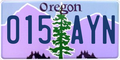 OR license plate 015AYN