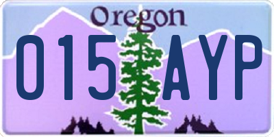 OR license plate 015AYP