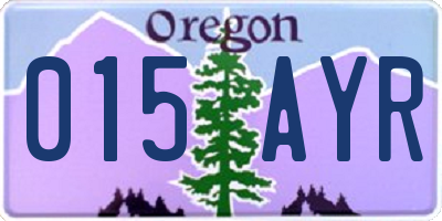 OR license plate 015AYR