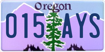 OR license plate 015AYS