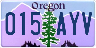 OR license plate 015AYV