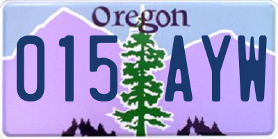 OR license plate 015AYW
