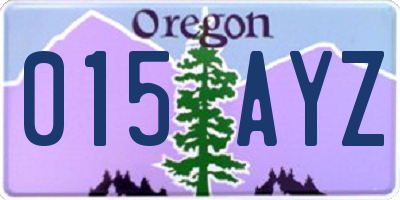 OR license plate 015AYZ