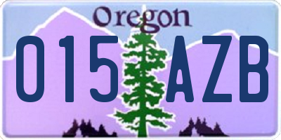 OR license plate 015AZB