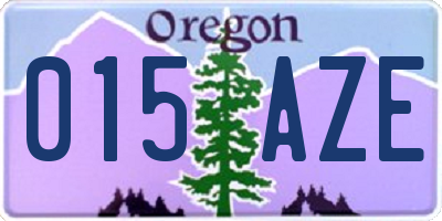 OR license plate 015AZE
