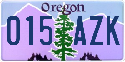 OR license plate 015AZK