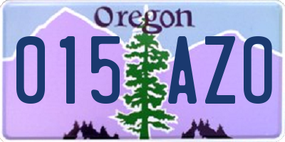 OR license plate 015AZO