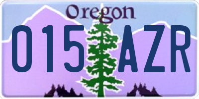 OR license plate 015AZR