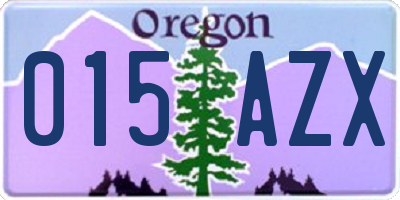 OR license plate 015AZX