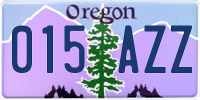 OR license plate 015AZZ