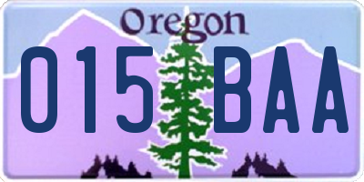 OR license plate 015BAA