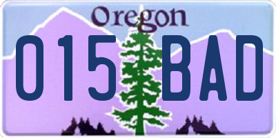 OR license plate 015BAD