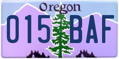 OR license plate 015BAF