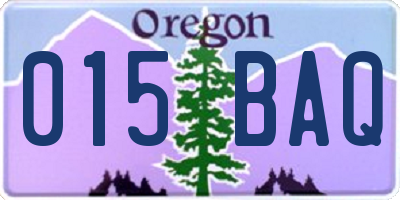 OR license plate 015BAQ