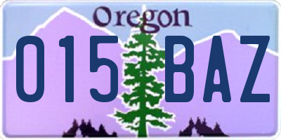 OR license plate 015BAZ