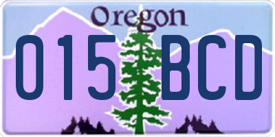 OR license plate 015BCD