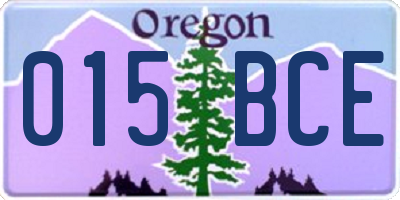 OR license plate 015BCE