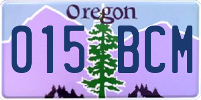 OR license plate 015BCM