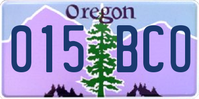 OR license plate 015BCO